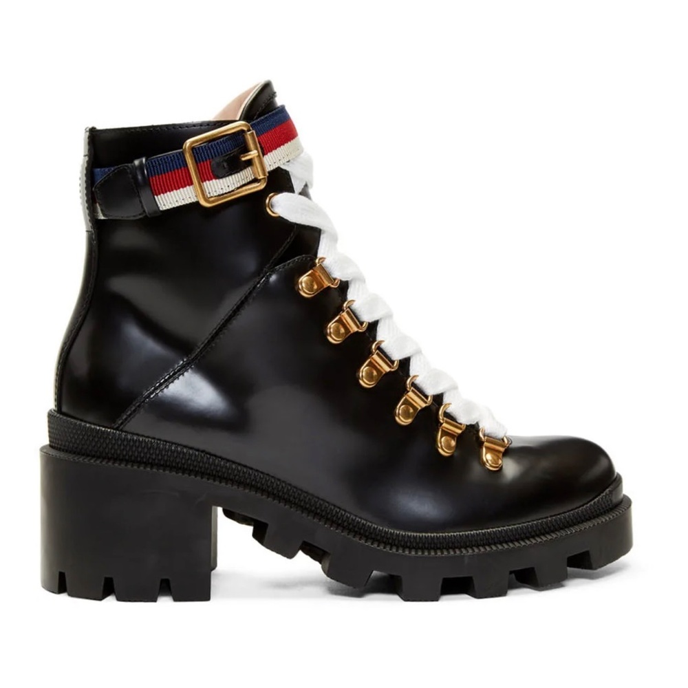 GUCCI Black Leather Sylvie Boots
